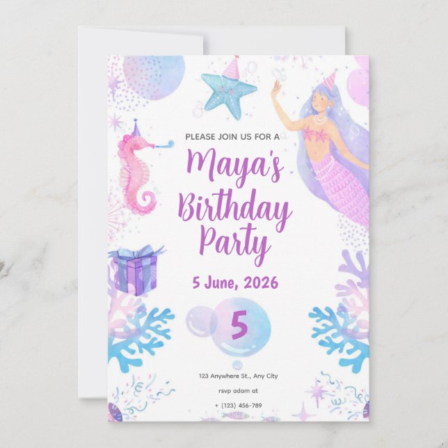 Mermaid Birthday Invitation (Front)