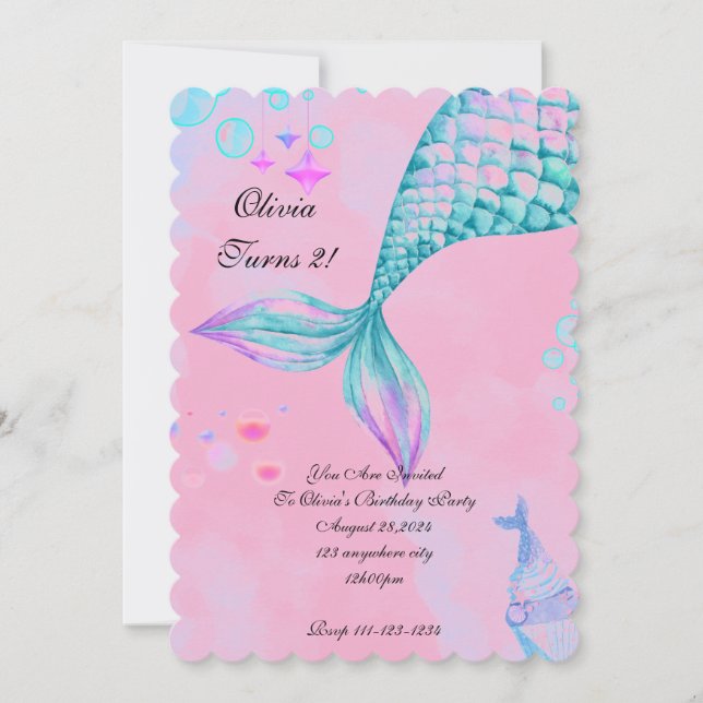 Mermaid Birthday Invitation (Front)