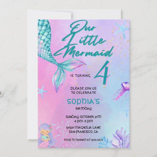 Mermaid Birthday Invitation (Front)