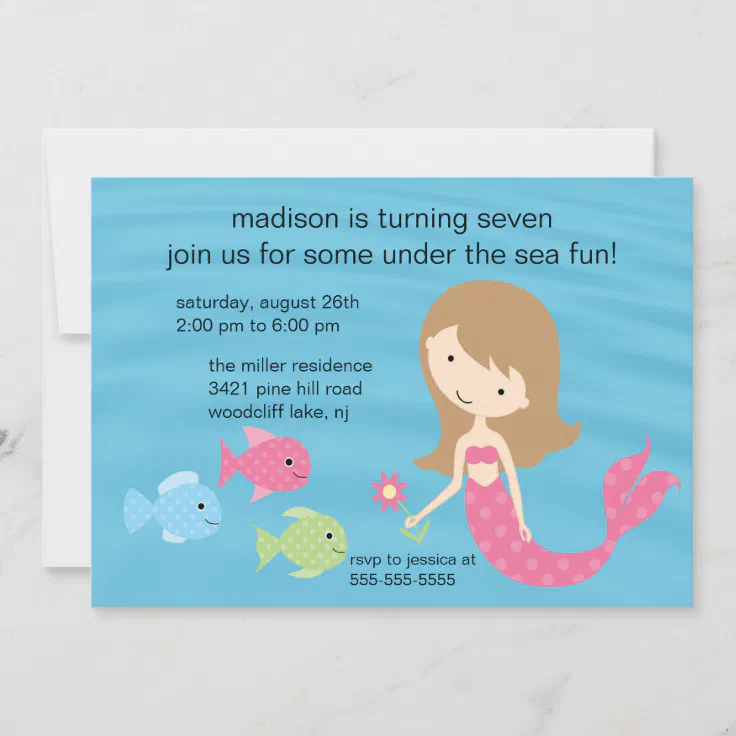 zazzle mermaid birthday invitations