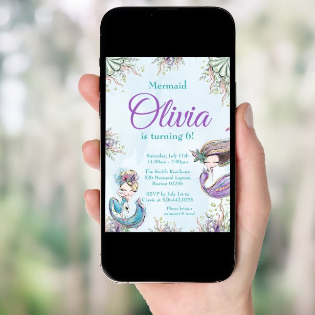 Mermaid Birthday invitation (Front Digital)