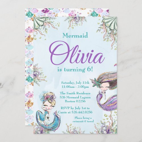 Mermaid Birthday invitation