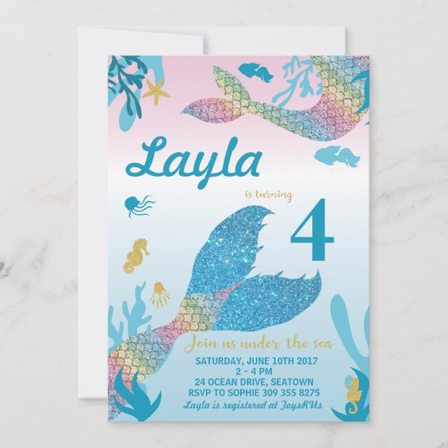 Mermaid Birthday Invitation (Front)
