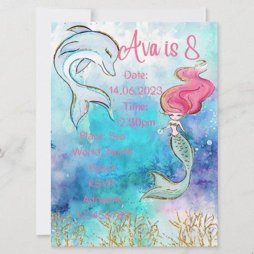 Mermaid Birthday Invitation