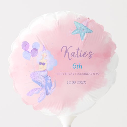 Mermaid Birthday Invitation Balloon