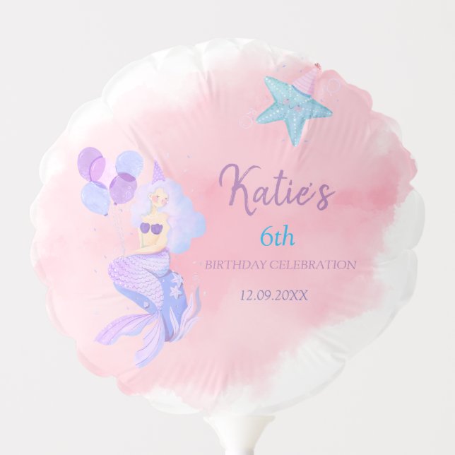 Mermaid Birthday Invitation Balloon (Front)