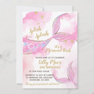 Mermaid Birthday Invitation for a Girl, Editable