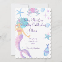 Mermaid Birthday Invitation For Girls Birthday 