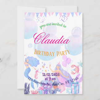 Mermaid Birthday Invitation for Kids