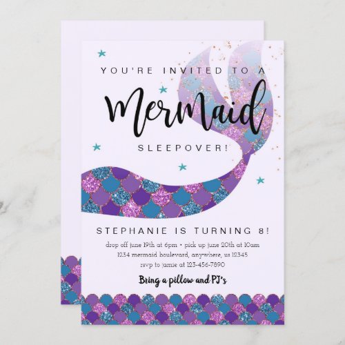 Mermaid Birthday Invitation for Sleepover