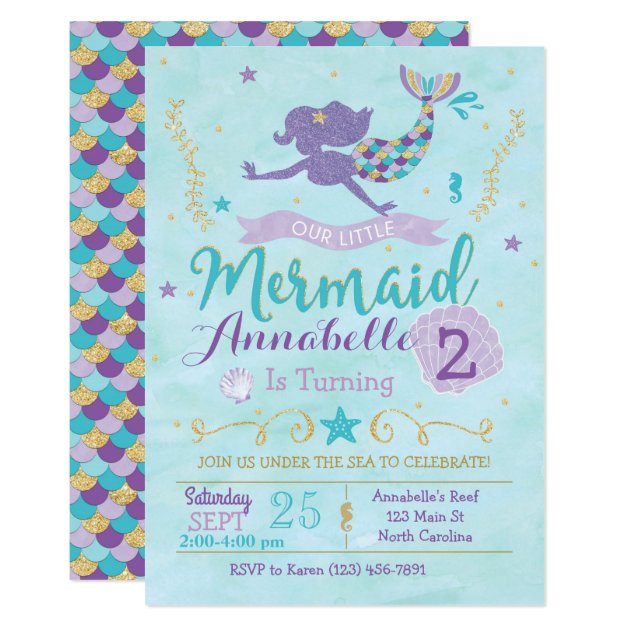 Mermaid Birthday Invitation, Mermaid Invite