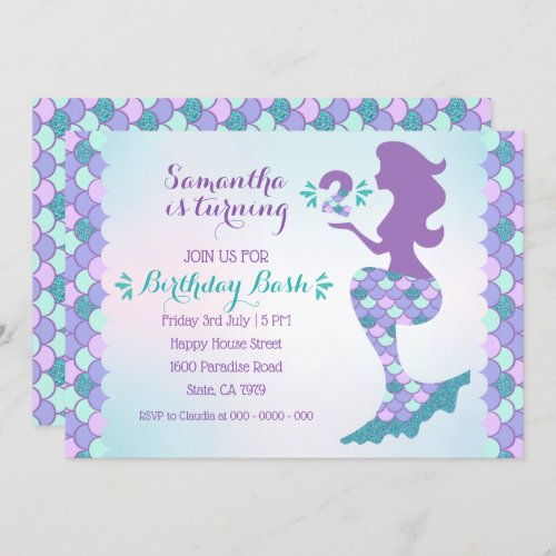 Mermaid Birthday Invitation Mermaid Number 2