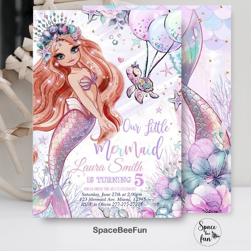 Mermaid Birthday Invitation Mermaid Party invite