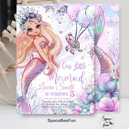 Mermaid Birthday Invitation Mermaid Party invite