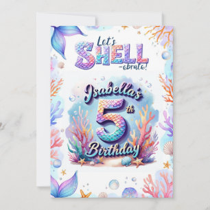 Mermaid Birthday Invitation Personalized  Name Age