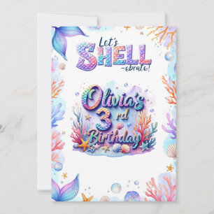 Mermaid Birthday Invitation Personalized Name Age