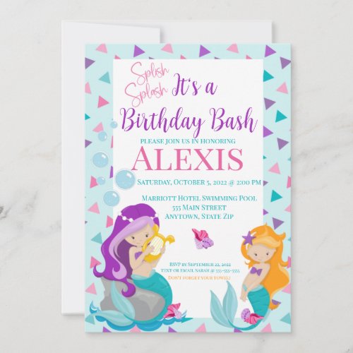 Mermaid Birthday Invitation Pool party Invitation