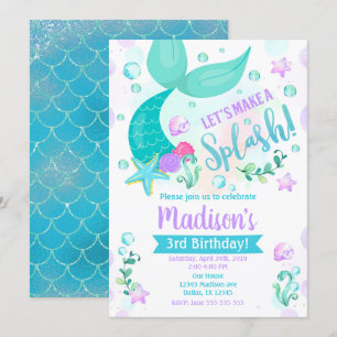 Mermaid Birthday Invitation / Swimming Pool Party