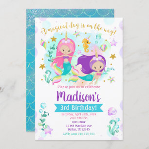 Mermaid Birthday Invitation / Swimming Pool Party