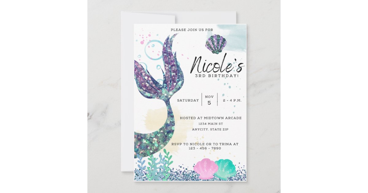 Mermaid Birthday Invitation Template Zazzle Mermaid Birthday Invitation Template Zazzle