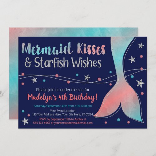 Mermaid Birthday Invitation  Under the Sea