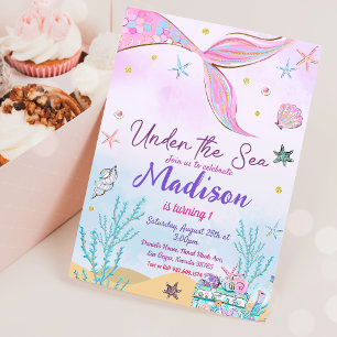 Mermaid Birthday Invitation Under The Sea