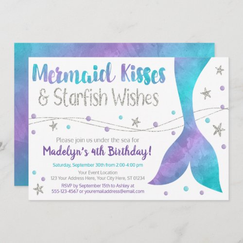 Mermaid Birthday Invitation  Under the Sea