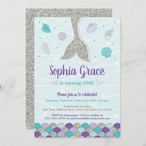 Mermaid Birthday Invitation  Under the Sea