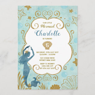 Mermaid Birthday Invitation Under the Sea Beach