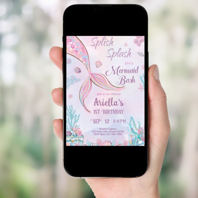 Mermaid Birthday Invitation Under the Sea Girl (Front Digital)