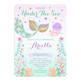 Mermaid Under The Sea Birthday Invitations 8