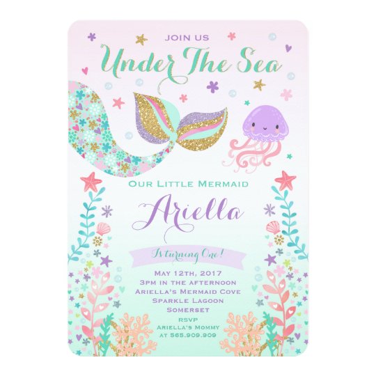 mermaid birthday invitation under the sea party zazzle com