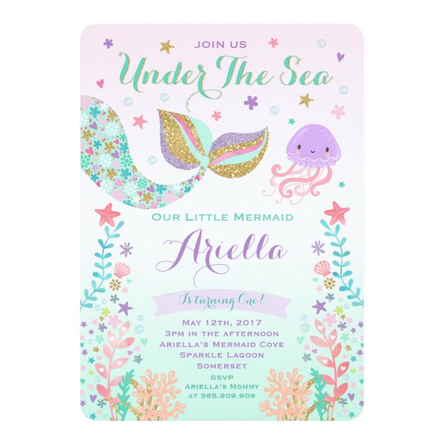 Mermaid Birthday Invitation Under The Sea Party