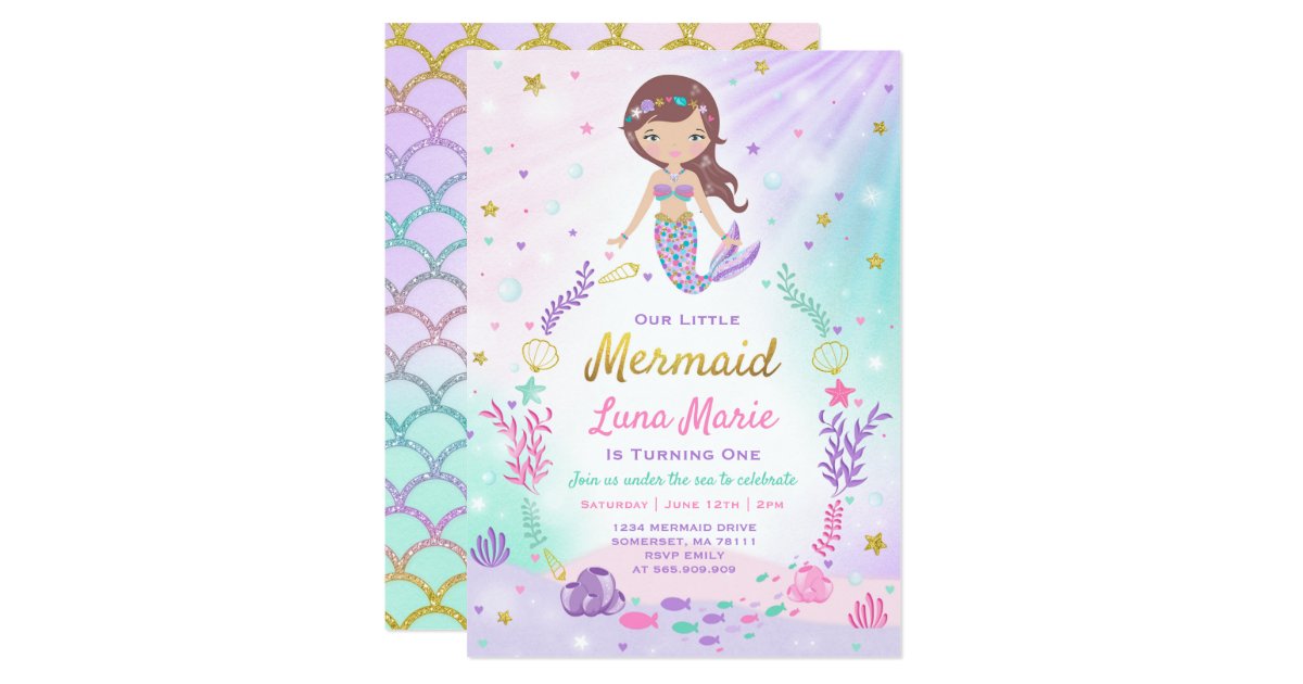 Mermaid Birthday Invitation Under The Sea Party Zazzle Com
