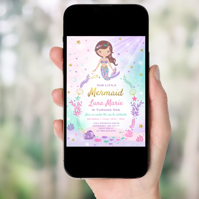 Mermaid Birthday Invitation Under The Sea Party (Front Digital)