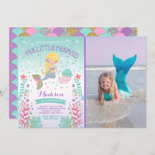 Mermaid Birthday Invitation Under The Sea Party