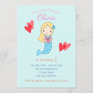 Mermaid Birthday Invitation Under The Sea Party