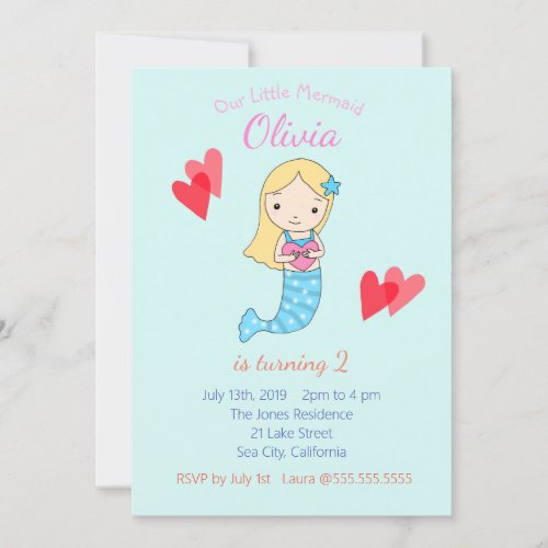 Mermaid Birthday Invitation Under The Sea Party