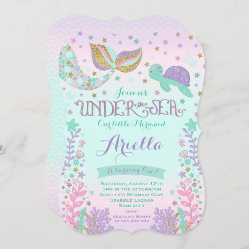 Mermaid Birthday Invitation Under The Sea Party