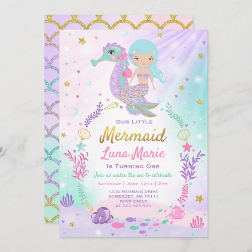 Mermaid Birthday Invitation Under The Sea Party