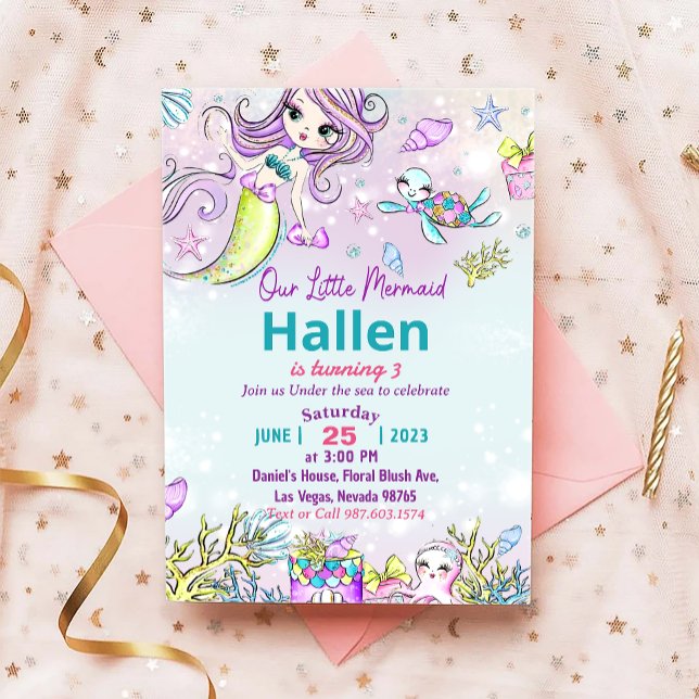 Mermaid Birthday Invitation Under The Sea Party  (Creator Uploaded)