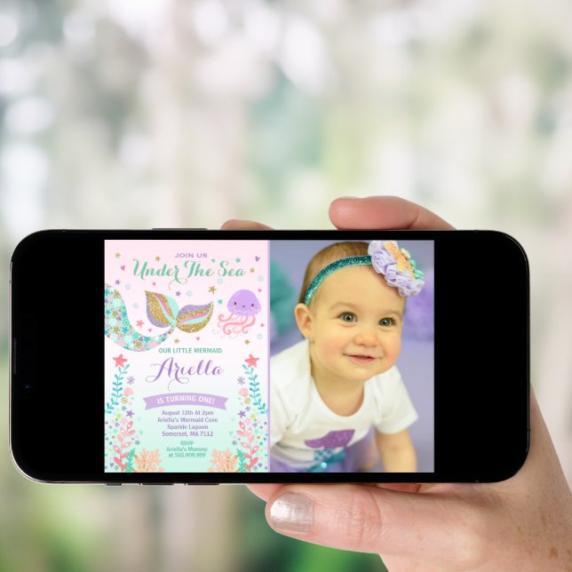 Mermaid Birthday Invitation Under The Sea Party (Front Digital)