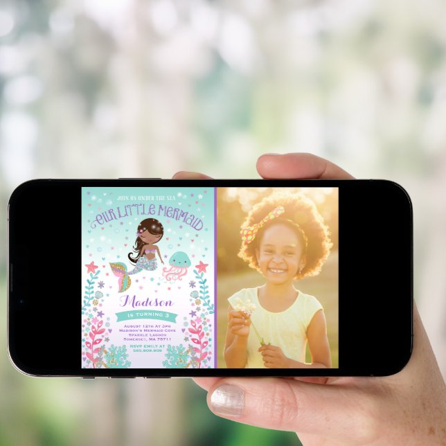 Mermaid Birthday Invitation Under The Sea Party (Front Digital)