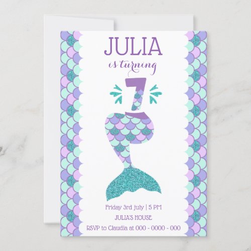 Mermaid Birthday Invitation Under The Sea Party