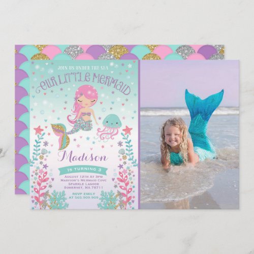 Mermaid Birthday Invitation Under The Sea Party