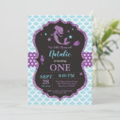 Mermaid Birthday Invitation Under the Sea Party (Standing Front)