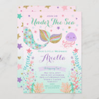 Mermaid Birthday Invitation Under The Sea Party