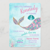 Mermaid Birthday Invitation, Under the Sea Party Invitation