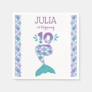Mermaid Birthday Invitation Under The Sea Party Napkins