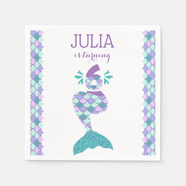 Mermaid Birthday Invitation Under The Sea Party Napkins (Front)